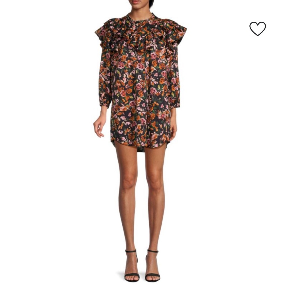 Something Navy Floral Mini Dress Women S Ruffle Button Front